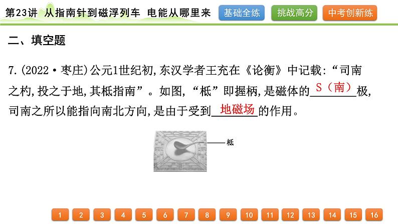 2024年中考物理精练课件---第23讲  从指南针到磁浮列车 电能从哪里来第8页