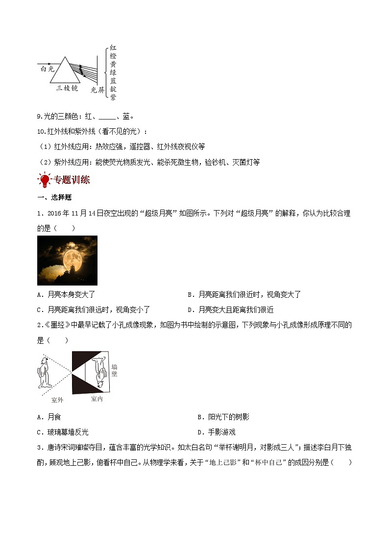 2024年中考物理一轮复习专题讲义  光现象第3页