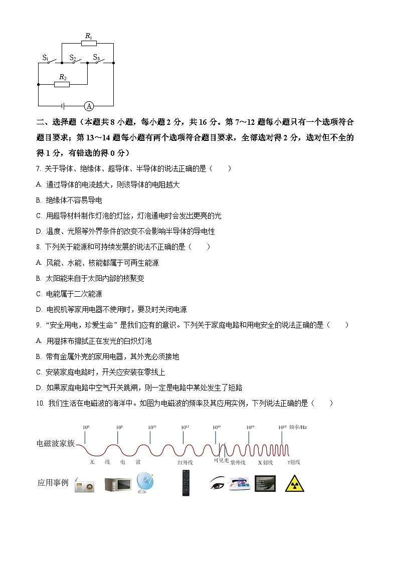 河南省永城市实验中学2022-2023学年九年级下学期开学考试物理试题（原卷版+解析版）02