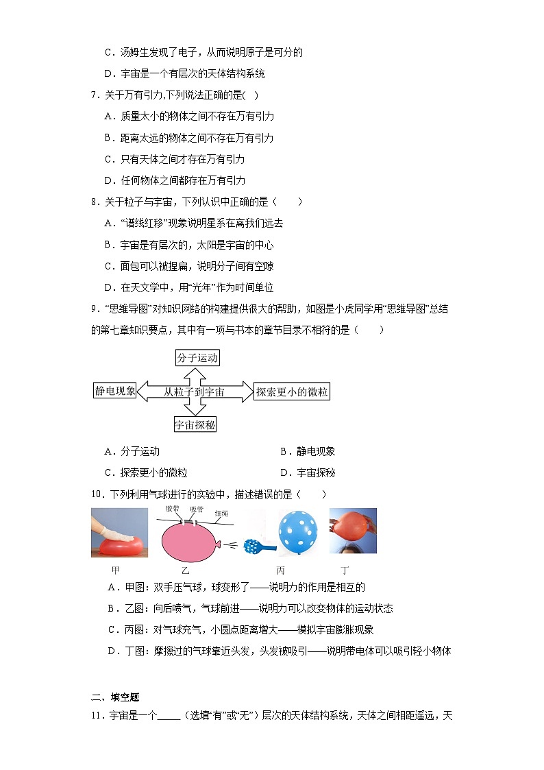 16.2浩瀚的宇宙同步练习（含答案）+2023-2024学年北师大版物理九年级全一册第2页
