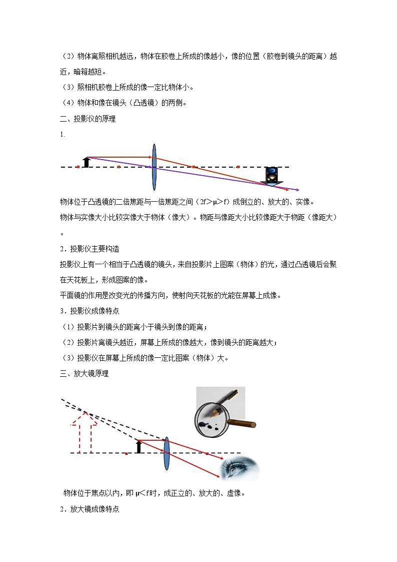初中物理自主招生讲义练习17生活中的透镜、凸透镜成像规律（原卷版）第2页