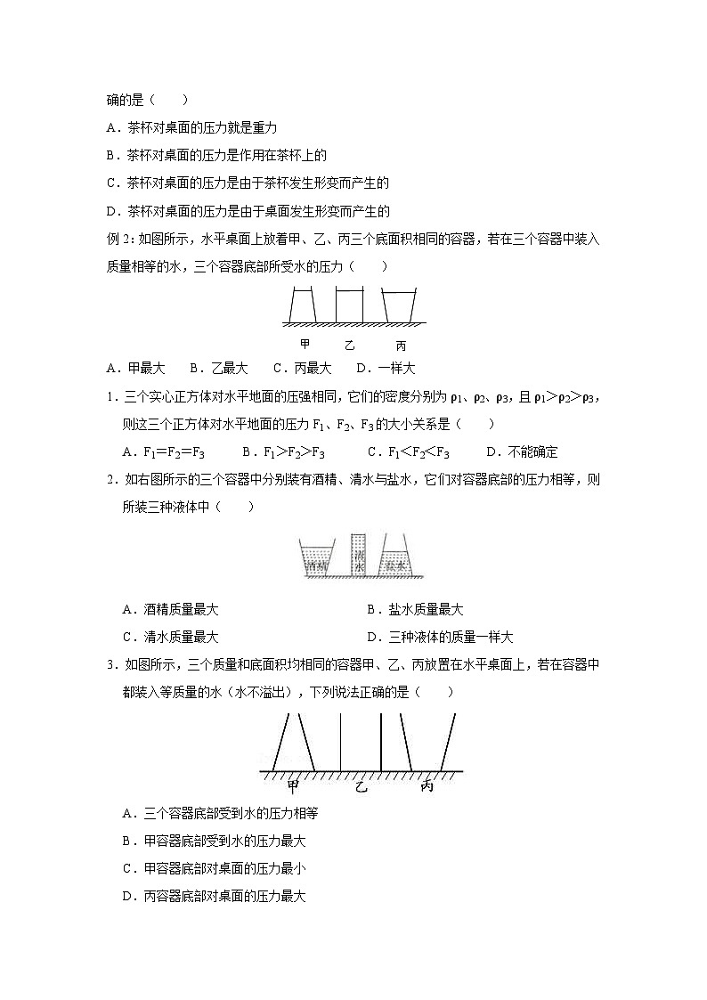 初中物理自主招生讲义练习28 压力、（固体）压强、增大和减小压强的方法、压强计算（原卷版）第2页
