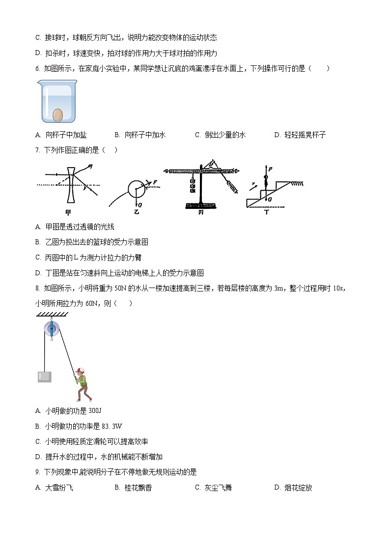精品解析：广东省汕头市世贸实验学校2023-2024学年九年级下学期开学考试物理试题（原卷版）第2页