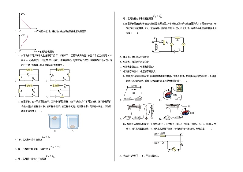 物理（无锡卷）-备战2024年中考全国各地物理第一次模拟考试02