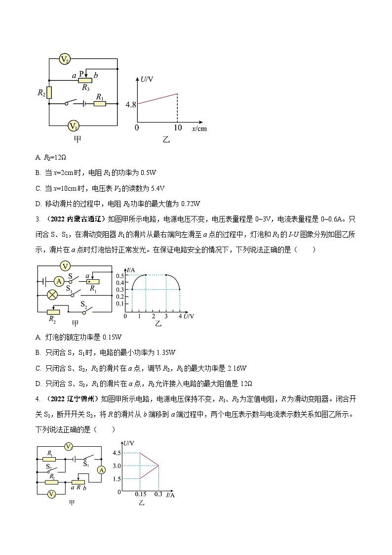 最新中考物理三轮复习重点计算压轴难题（讲义） 专题15 含有图像的电学综合（压轴难题）计算02