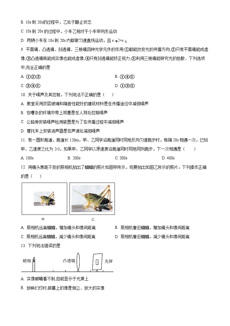 精品解析：黑龙江省牡丹江市第十六中学2023-2024学年八年级上学期期末考试物理试题（原卷版）第3页