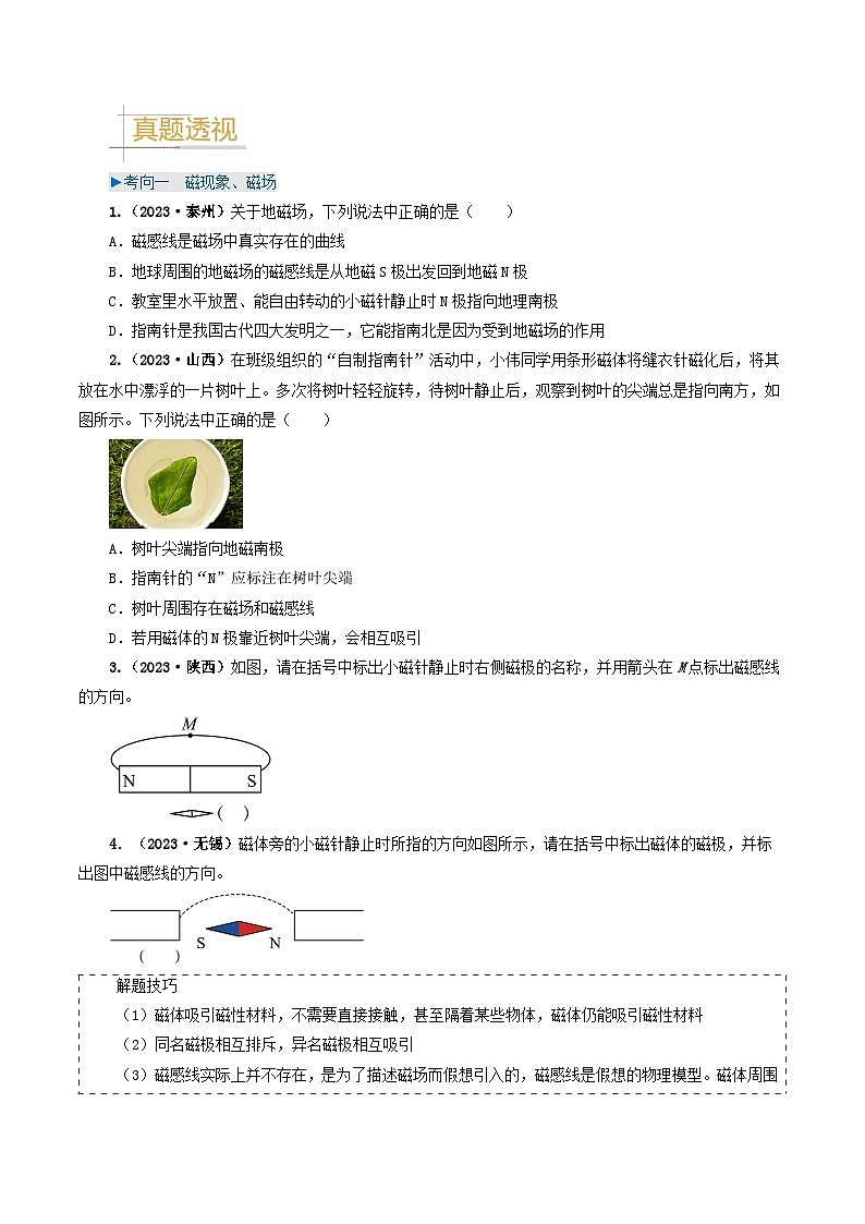专题17 电与磁-备战2024年中考物理（全国通用）（学生版）第2页