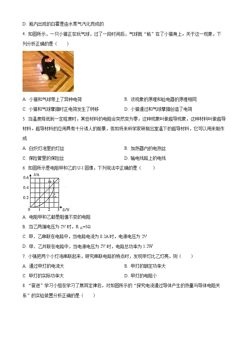 精品解析：山西省晋中市介休市2023-2024学年九年级下学期中考摸底考试物理试题（原卷版）第2页