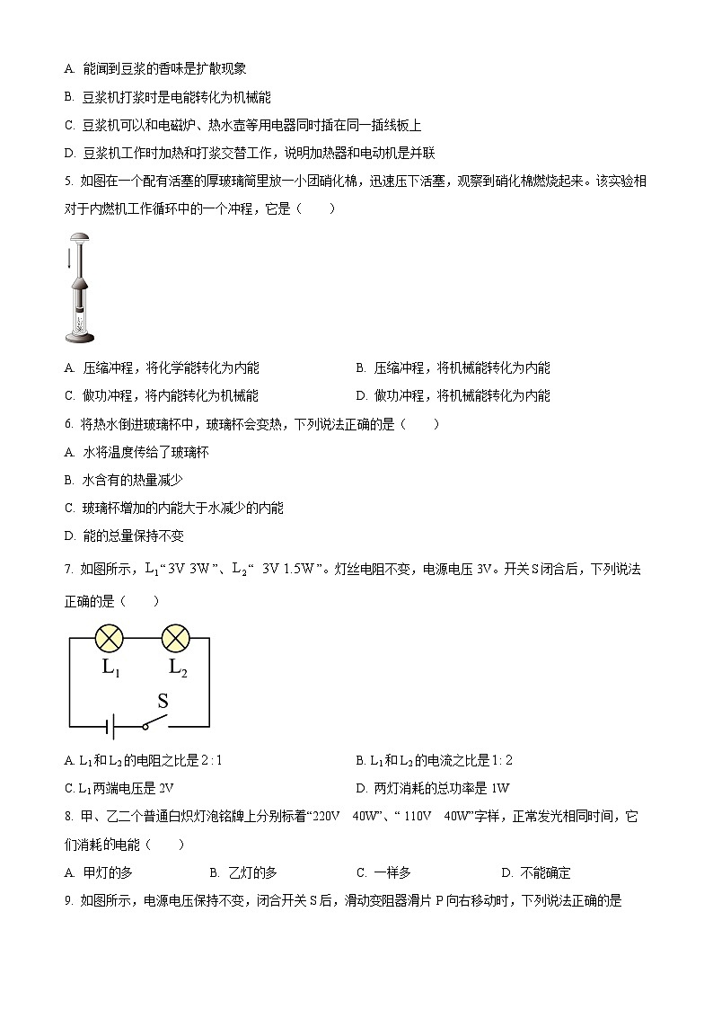 精品解析：吉林省长春市九台区2022-2023学年九年级下学期学业质量调研检测物理试题（原卷版）第2页