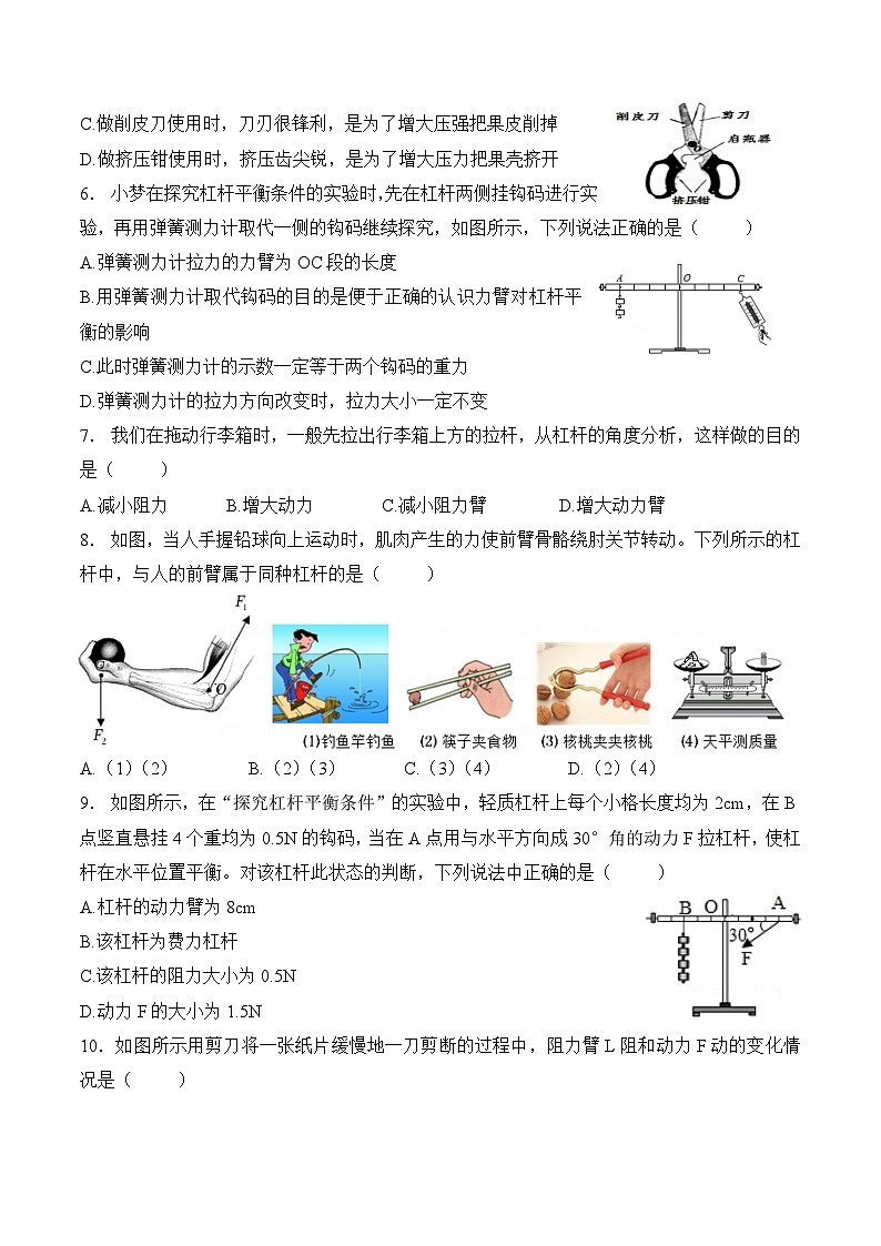 第十二章  简单机械    第一节  杠杆（同步练习）人教版八年级物理下册第2页