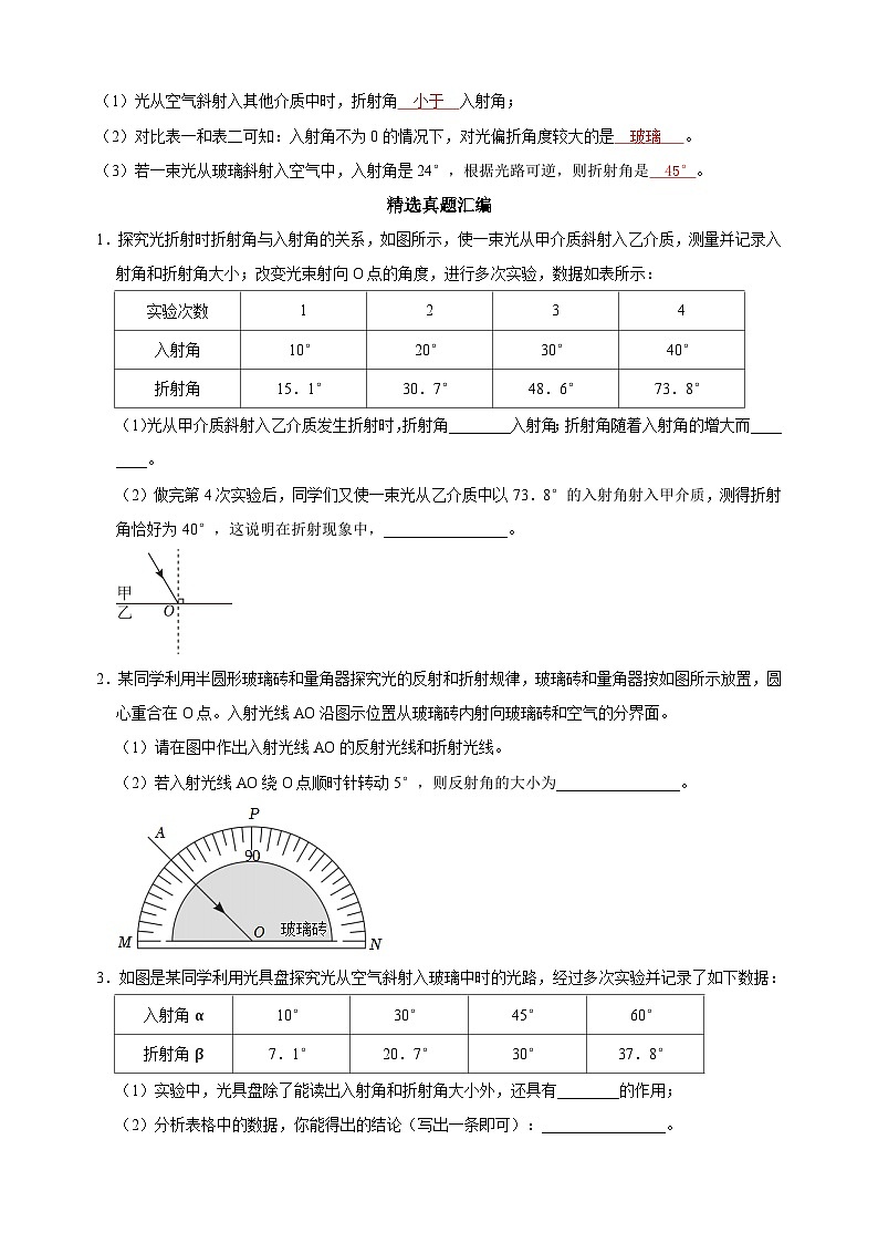 专题04 探究光的折射特点-备战2024年中考物理之实验题型突破真题汇编第3页