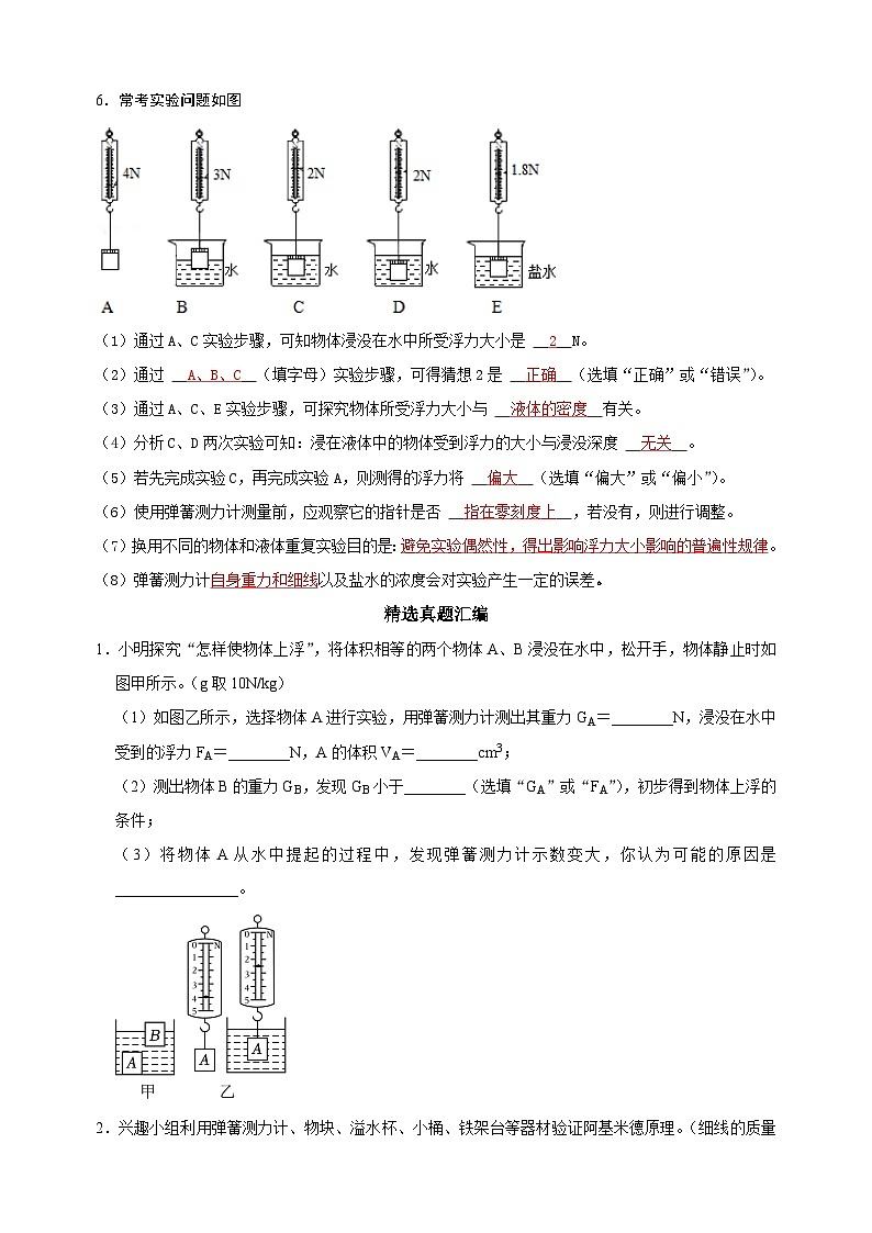 专题12 探究浮力的大小与哪些因素有关-备战2024年中考物理之实验题型突破真题汇编第2页