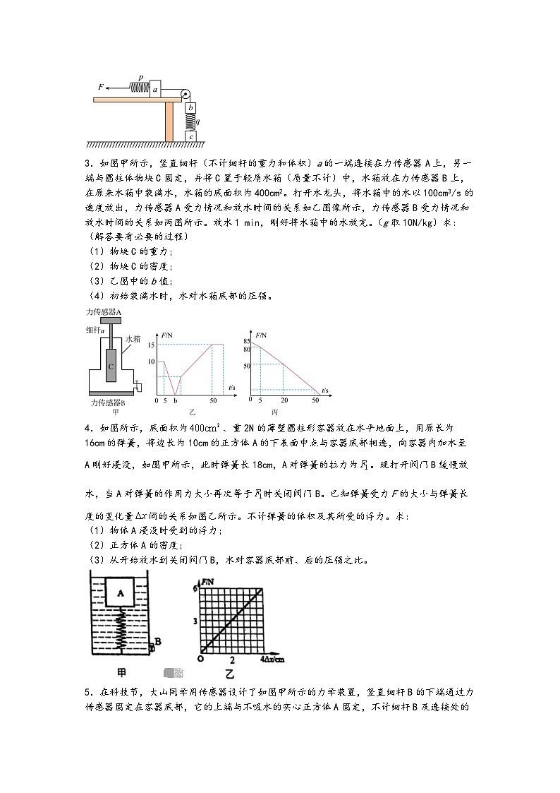 08包含二力或者多力平衡问题的力学综合计算-【压轴必刷】2022中考物理力学压轴计算题难题专练 （原卷版）第2页