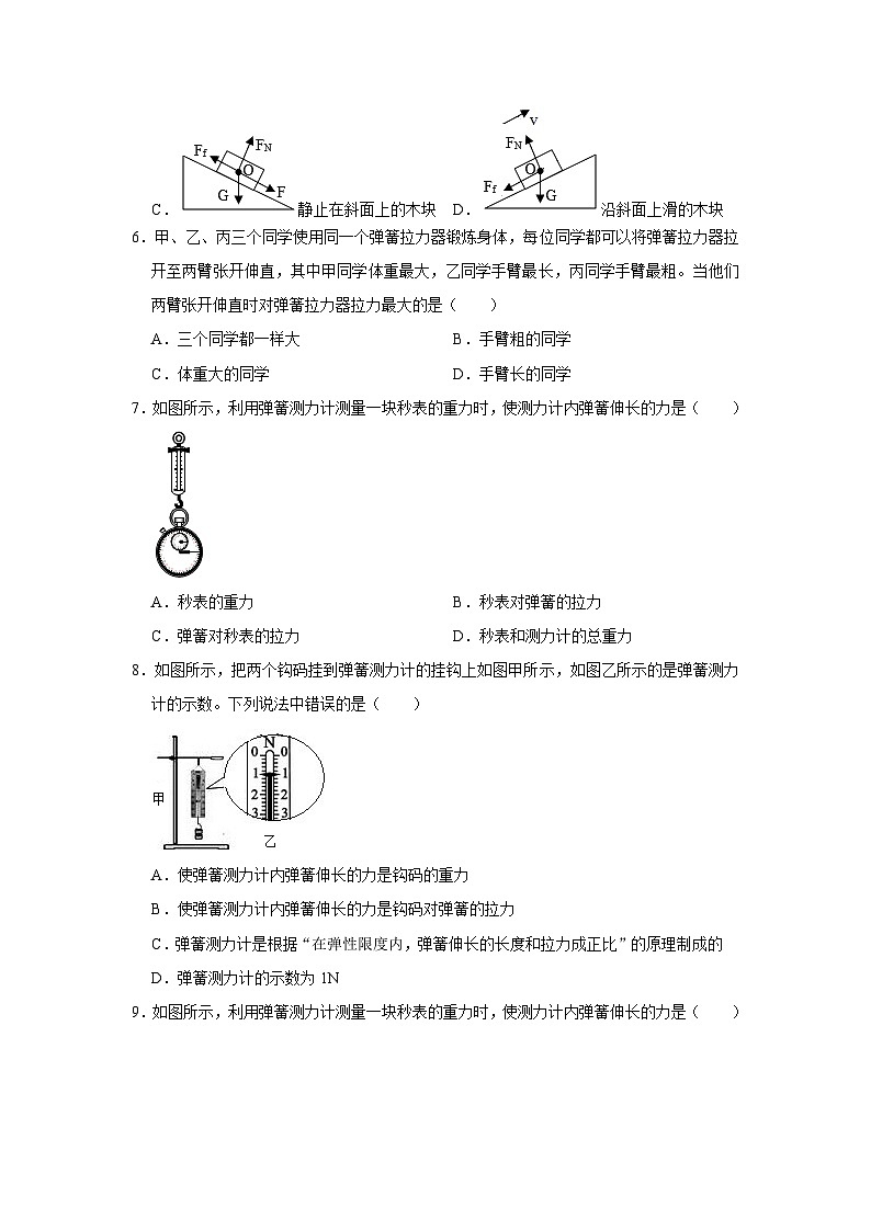 第六章+熟悉而陌生的力+单元练习（原卷+解析版）2023-2024学年沪科版八年级全一册物理02