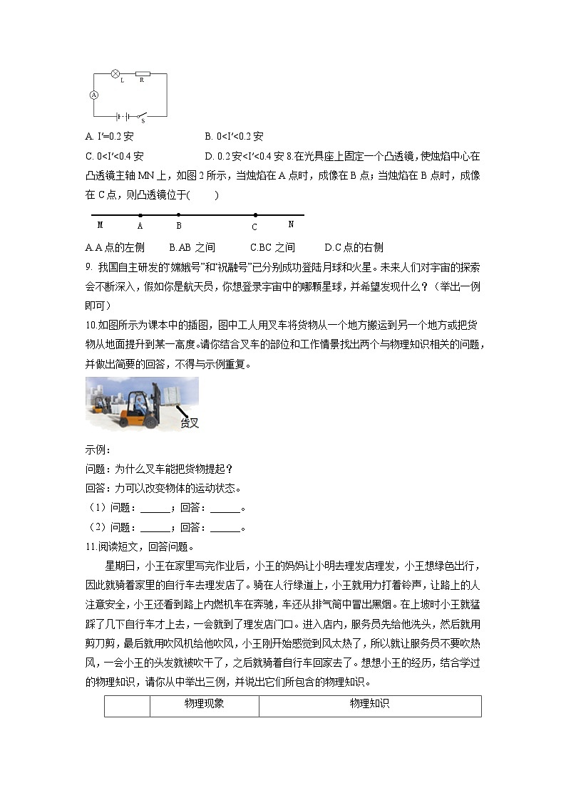 最新中考物理特色重点专题（讲义） 专题11 物理开放题02