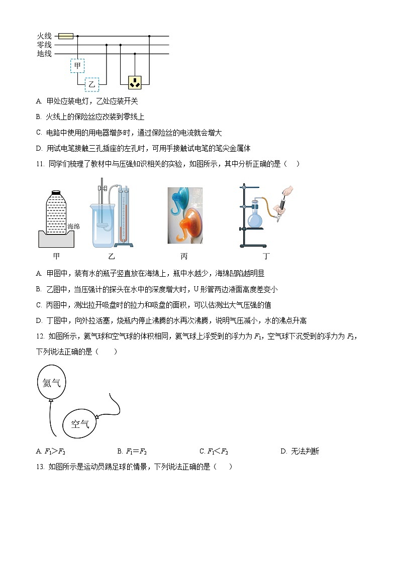 精品解析：2024年河南省驻马店市西平县中考一模物理试题（原卷版）第3页