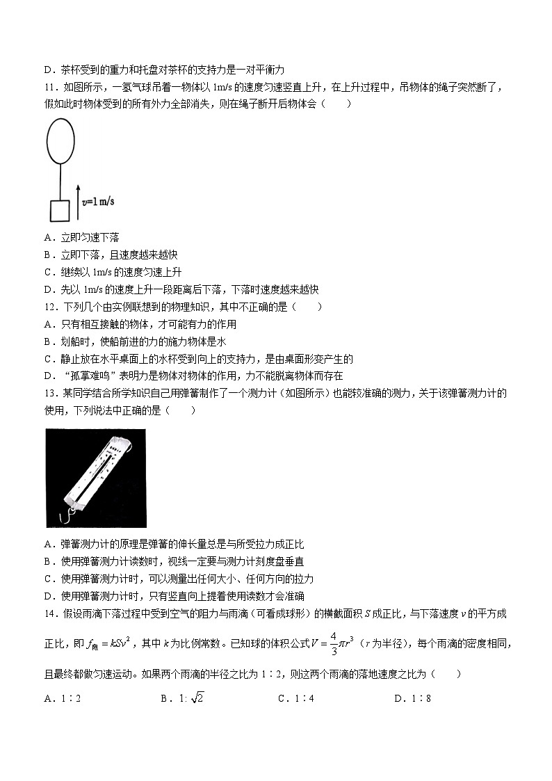 河北省邢台市英华教育集团2023-2024学年八年级下学期3月月考物理试题第3页