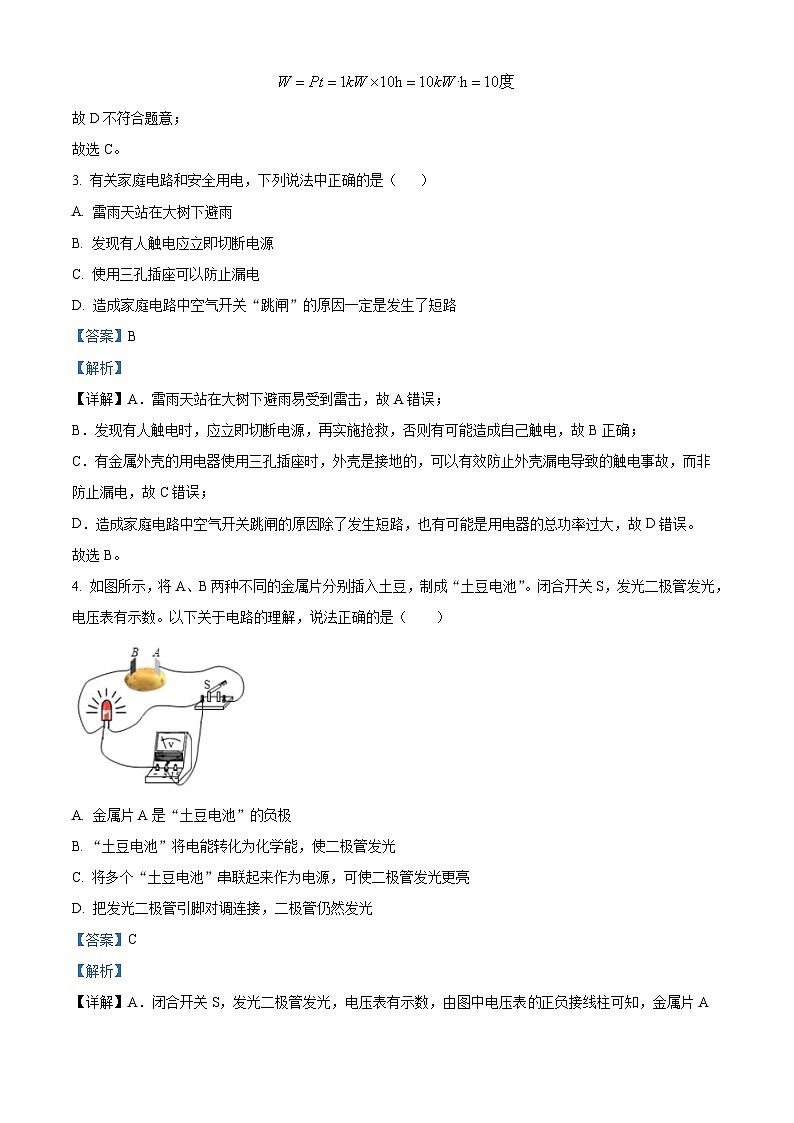 湖南省长沙市中雅培粹学校2023-2024学年九年级下学期入学考物理试题（原卷版+解析版）02
