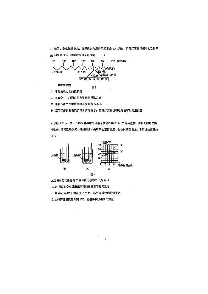 广东省广州市越秀区广州市第七中学2023-2024学年九年级下学期3月月考物理试题第2页
