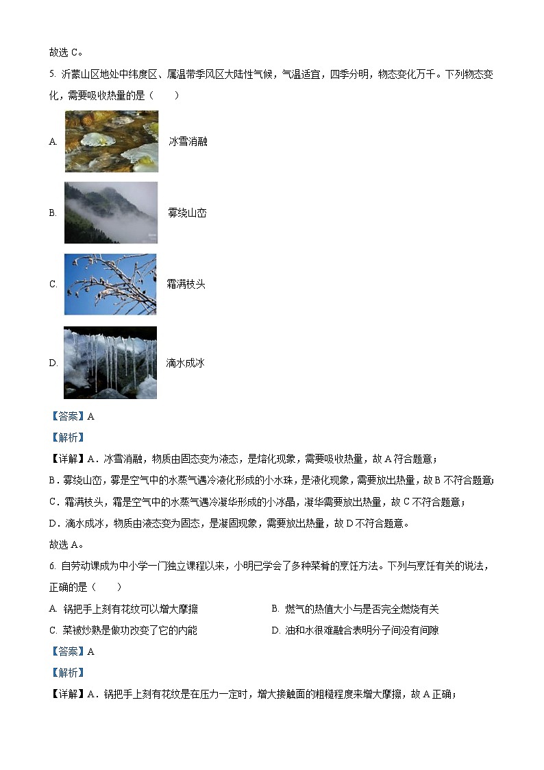 2023年山东省临沂市中考物理试题（含解析）03