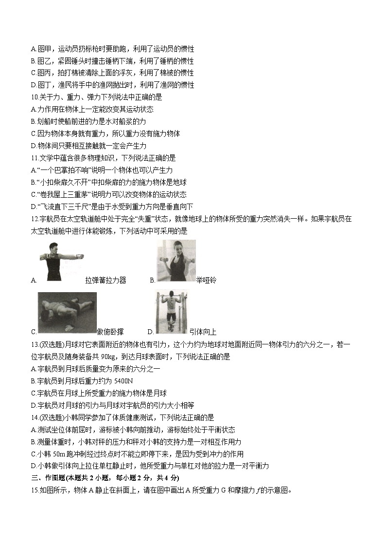 河南省平顶山市宝丰县名校联盟2023-2024学年八年级下学期3月月考物理试题第3页