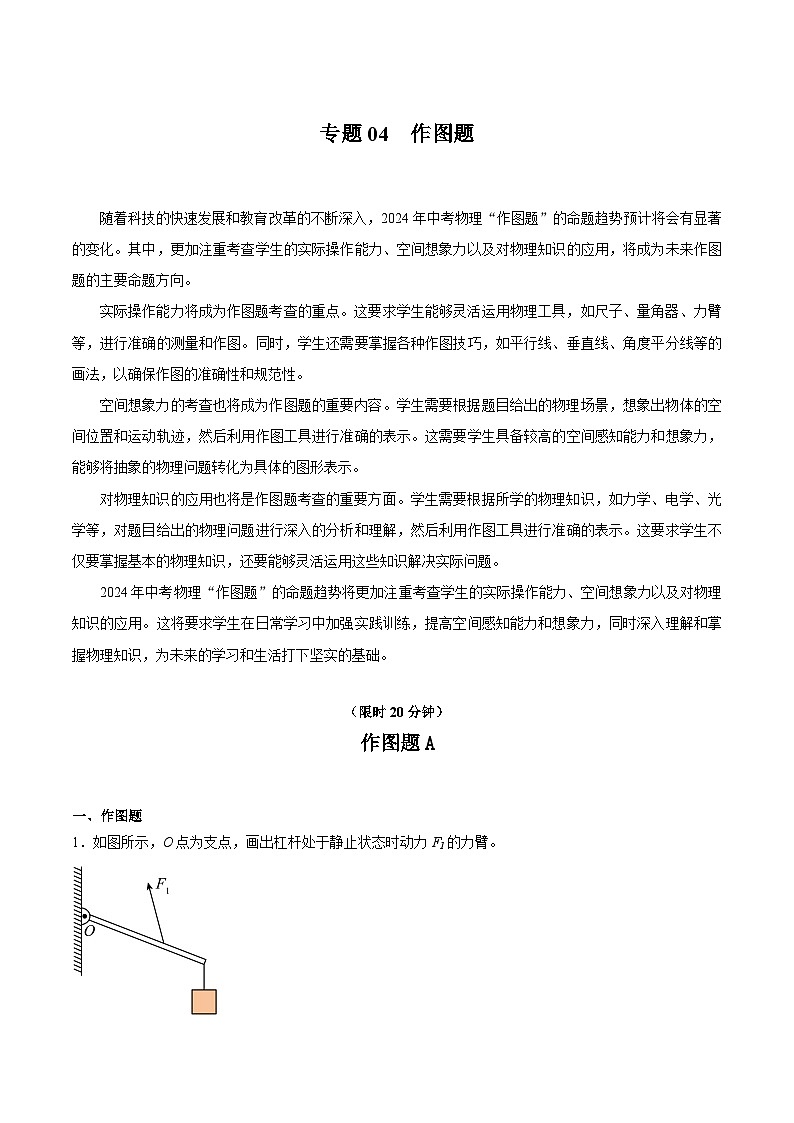【中考二轮】2024年中考物理热点专练（全国通用）专题04+作图题-专题训练.zip01