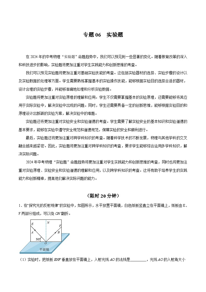 专题06 实验题-专题训练 原卷版第1页