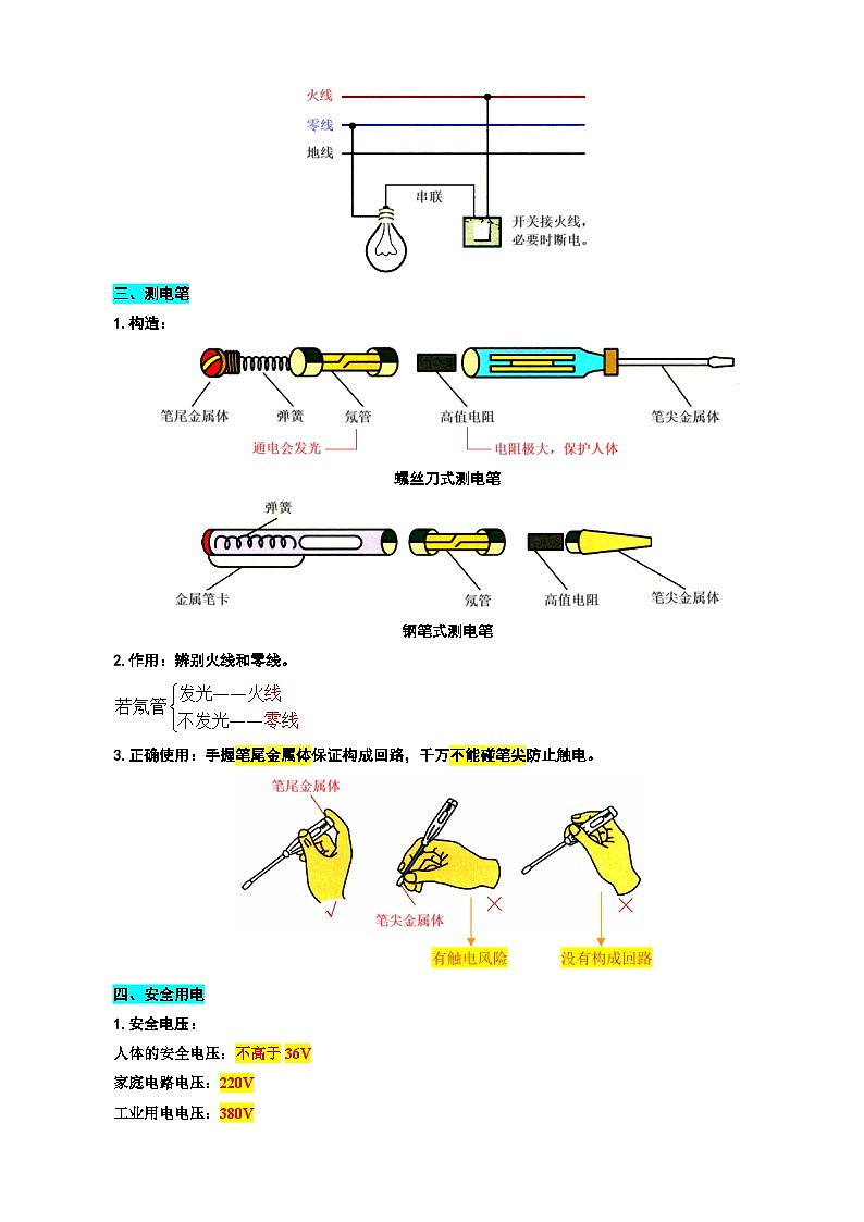 中考物理一轮复习重难点突破及题型归类40.《家庭电路基础》02