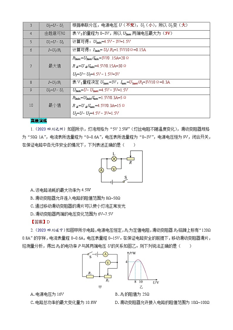 2023年中考物理一轮复习讲义--《滑动变阻器范围问题详解》第2页