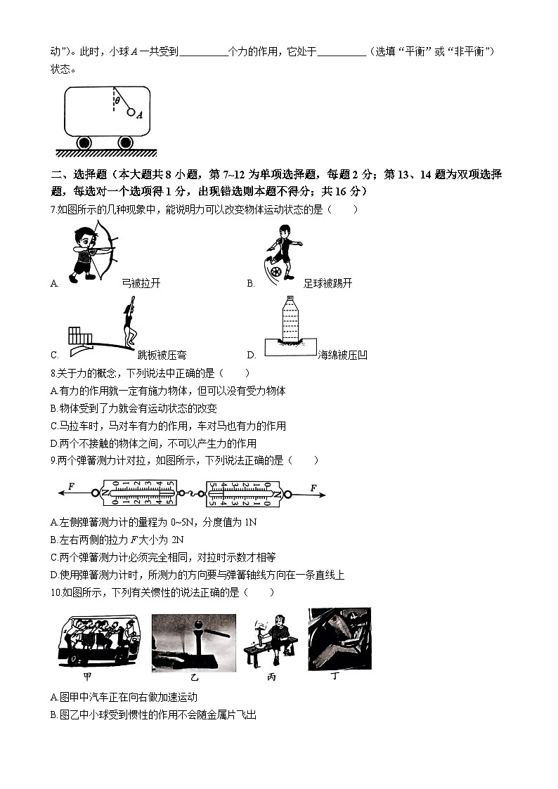 河南省驻马店市泌阳县2023-2024学年八年级下学期4月月考物理试题第2页
