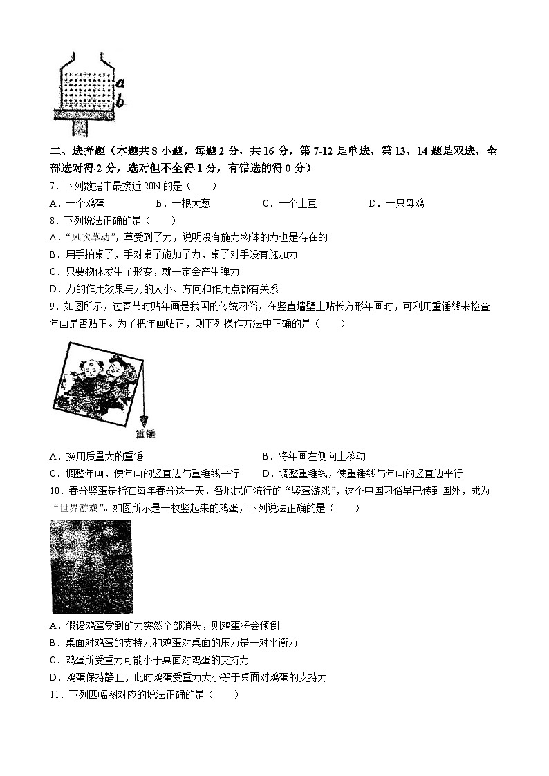 河南省驻马店市2023-2024学年八年级下学期物理月考试题第2页