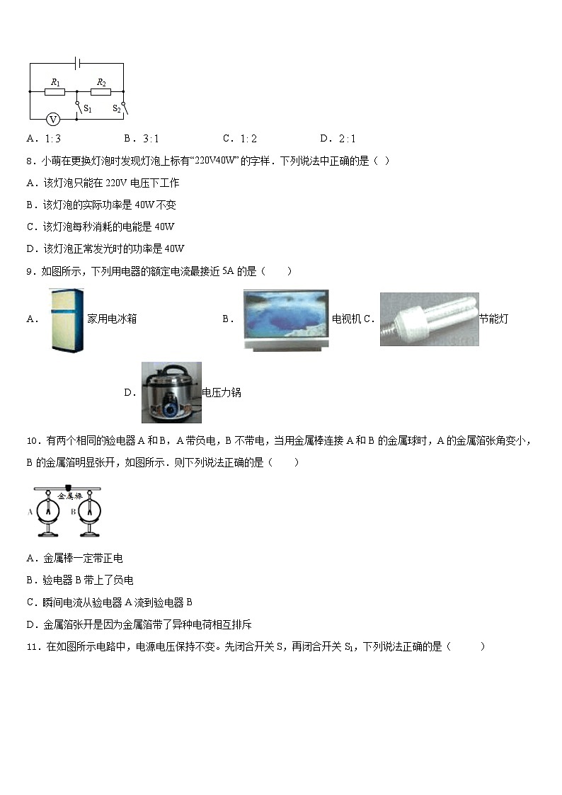福建省三明市大田县部分中学2023-2024学年九年级物理下学期期末达标检测试题02