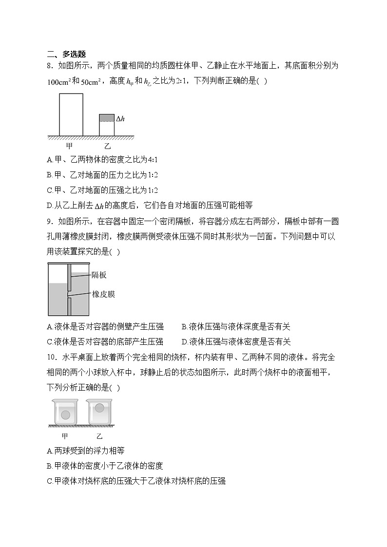 云南省昭通市绥江县2022-2023学年八年级下学期期中物理试卷(含答案)第3页