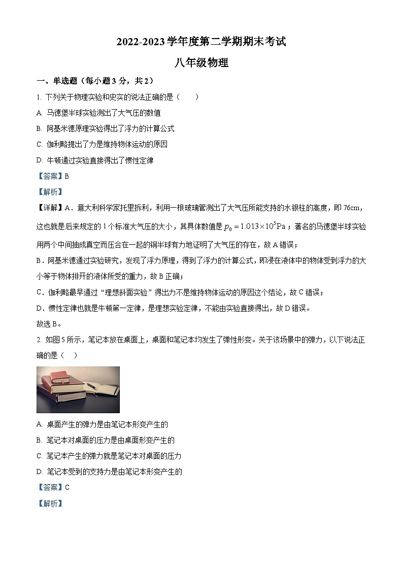广东省茂名市电白区八年级2022-2023学年下学期期末物理试题01