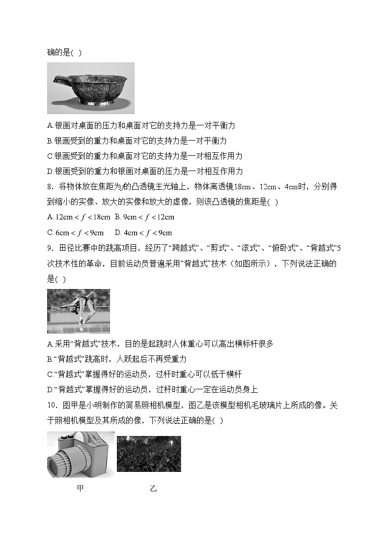 陕西省咸阳市实验中学2022-2023学年八年级下学期阶段性检测（一）物理试卷(含答案)第3页