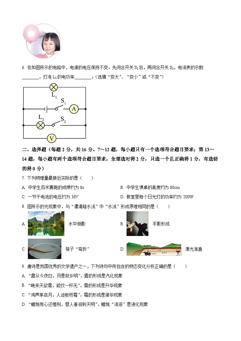 2024年河南省洛阳市伊川县中考物理一模试卷（原卷版）第2页