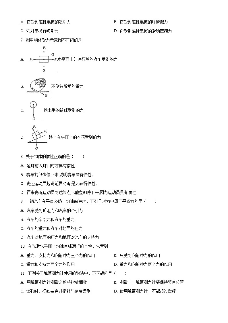 山东省青岛市胶州市三里河实验学校2023-2024学年八年级下学期3月月考物理试题（原卷版）第2页