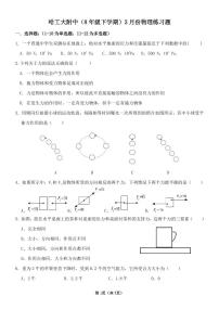 黑龙江省哈尔滨市工大附中2023-2024学年八年级下学期3月月考物理测试题+