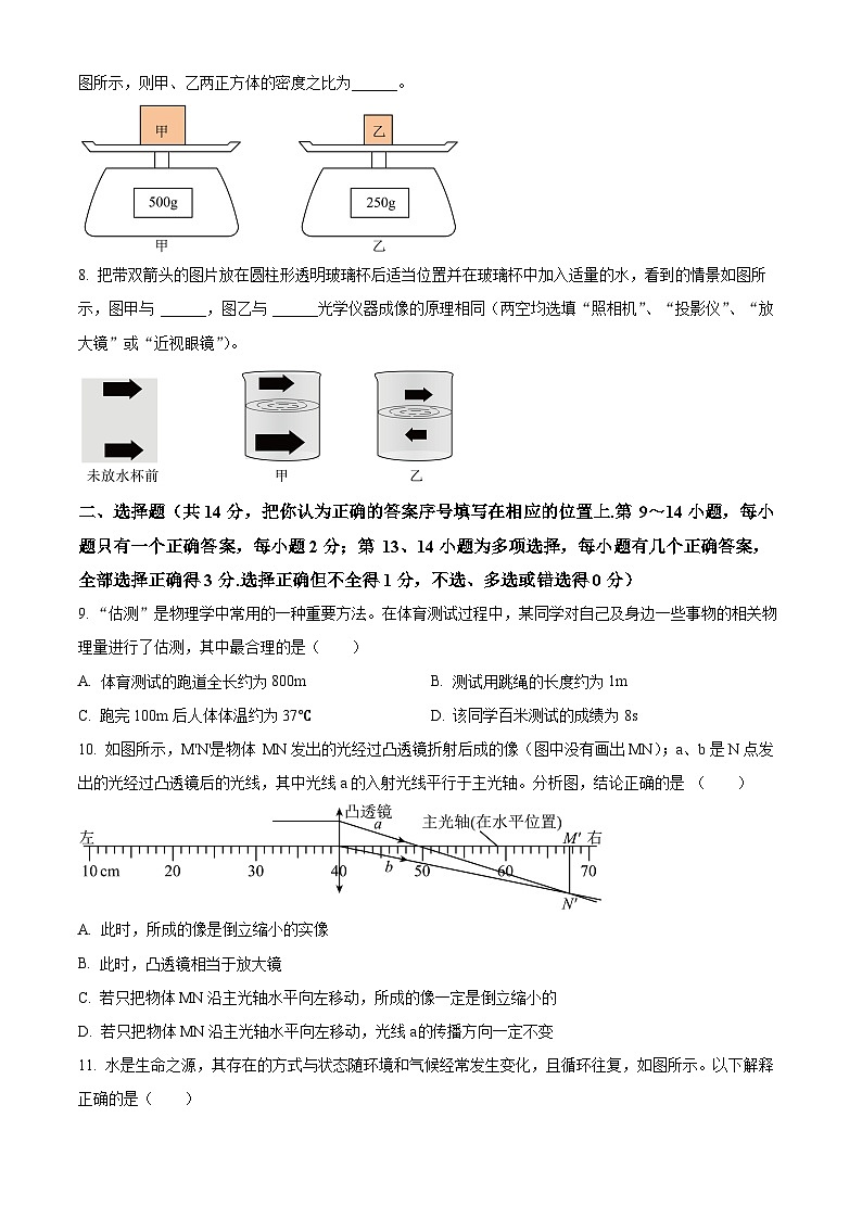 江西省宜春市丰城市江西省丰城中学2023-2024学年九年级下学期3月下学期月考物理试题（原卷版+解析版）02