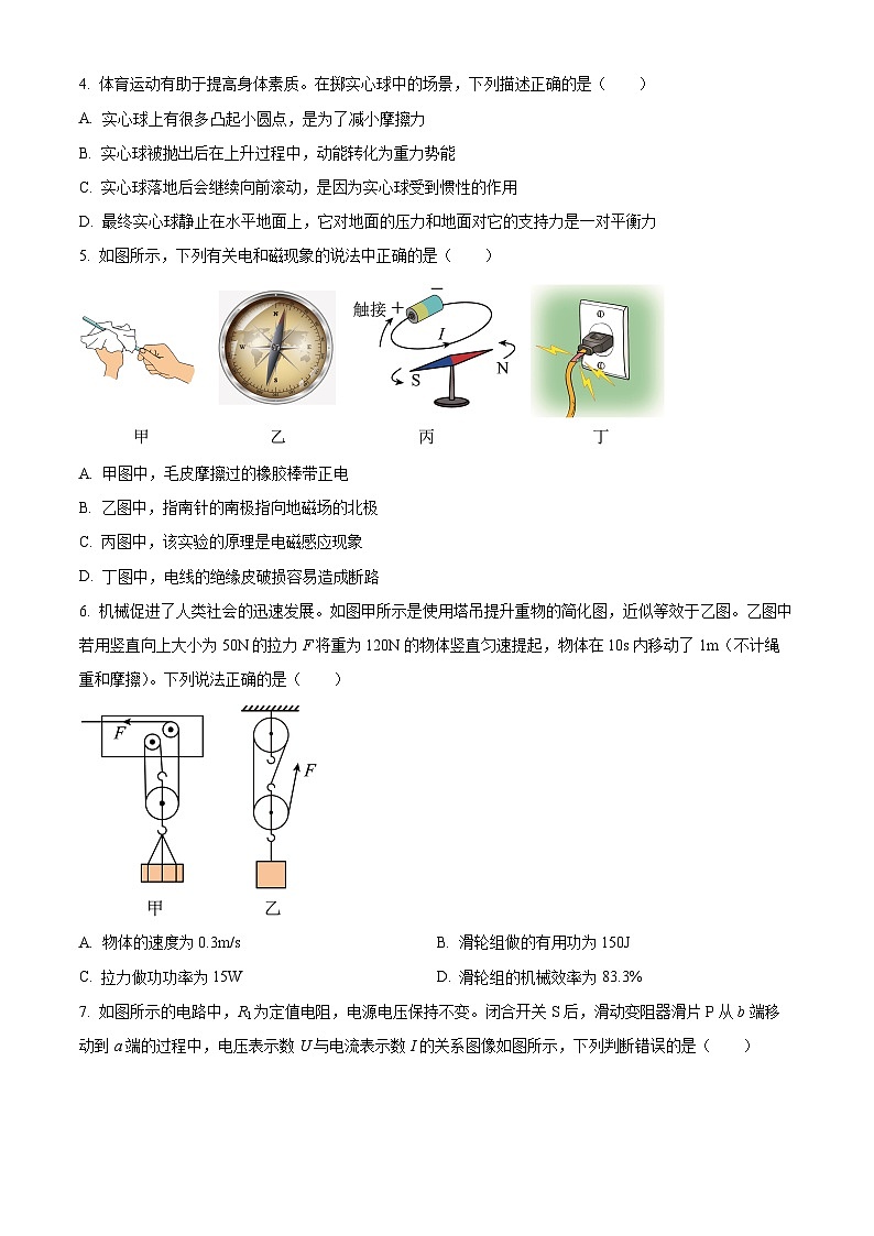 2024年重庆市育才中学教育集团中考一诊测试物理试卷（原卷版）第2页