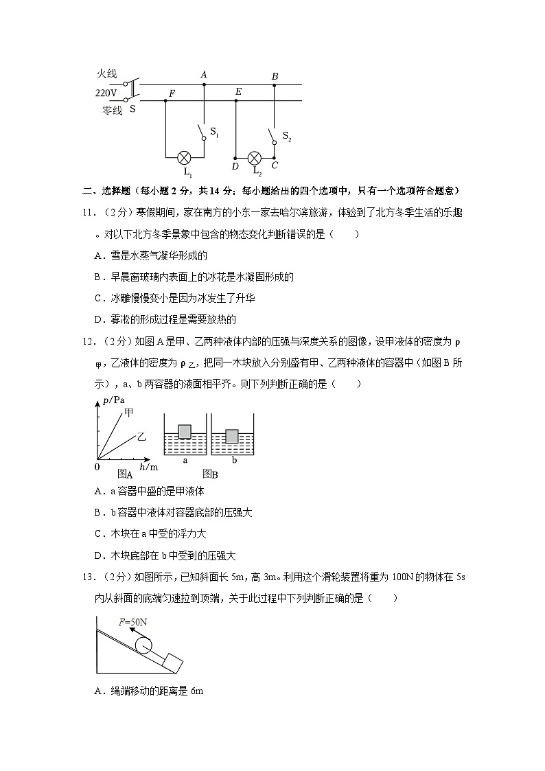 2024年安徽省阜阳市重点中学中考物理一模试卷03