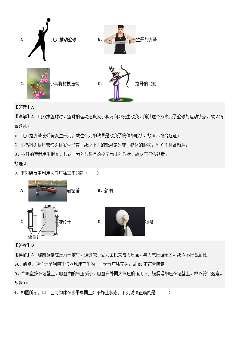 2023-2024学年初中下学期期中考试 八年级物理期中模拟卷（深圳专用）02