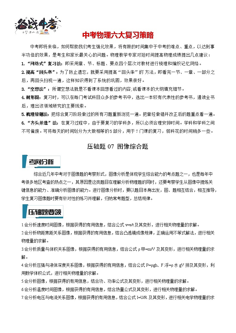 压轴题07 图像综合题-最新中考物理压轴题专项训练（全国通用）01