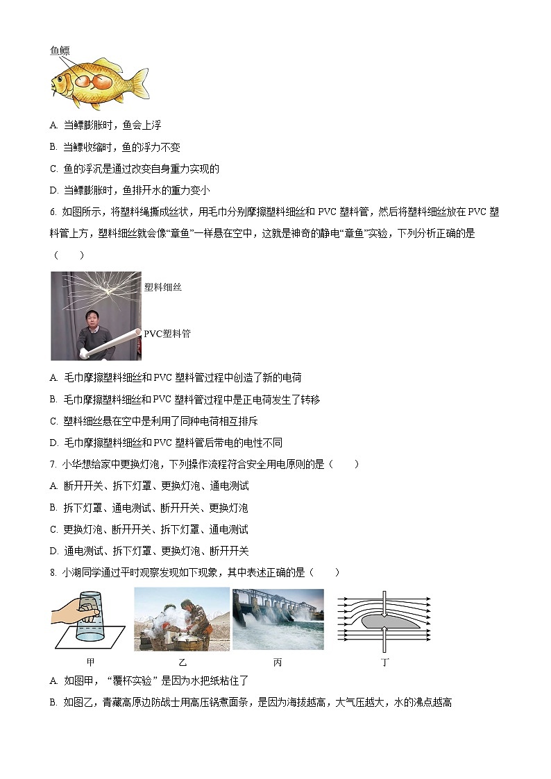 2024年湖南省长沙市青竹湖湘一外国语学校中考物理一模试卷（原卷版+解析版）02
