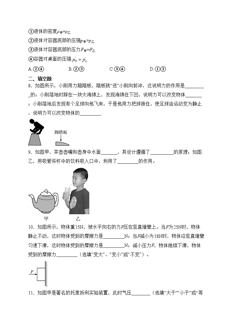 广东省湛江市雷州三中2022-2023学年八年级下学期期中物理试卷(含答案)第3页