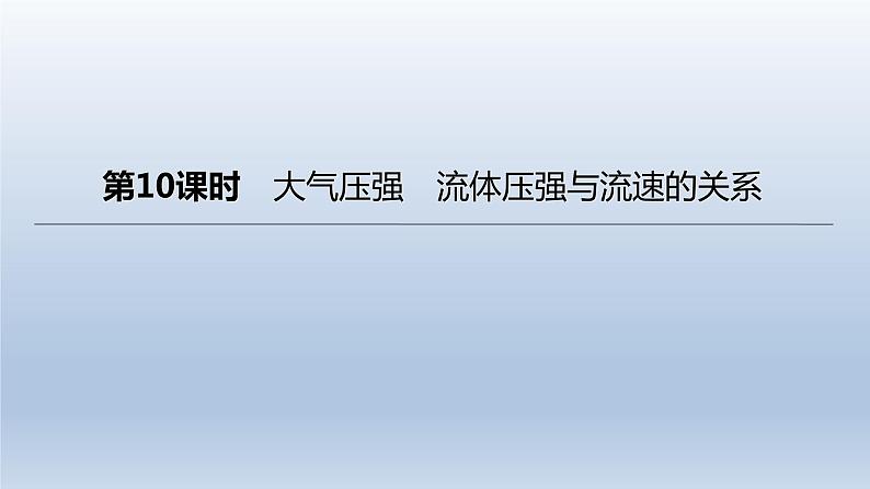 （人教版）中考物理一轮复习课件：第10课时　大气压强　流体压强与流速的关系（含答案）01