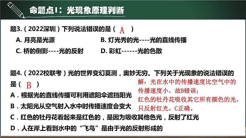 中考物理一轮考点详解复习课件第17讲光现象（含答案）06