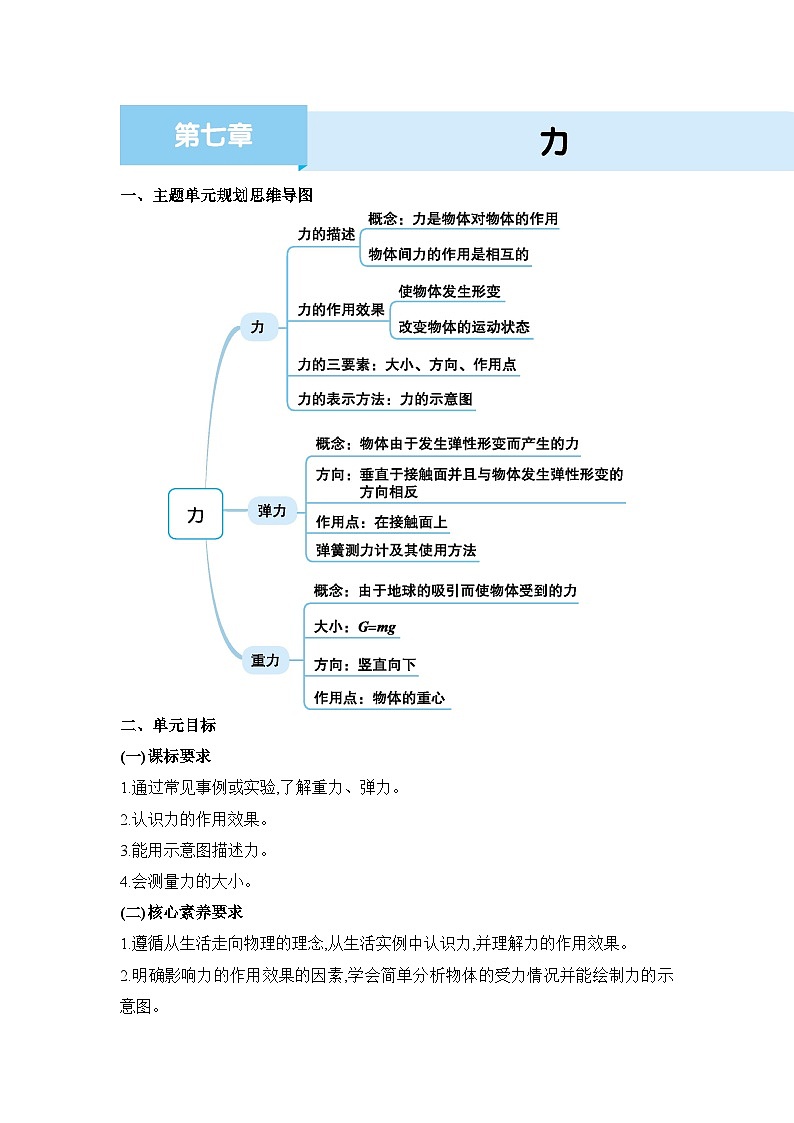 第7章力精品教案（人教版八下物理）01