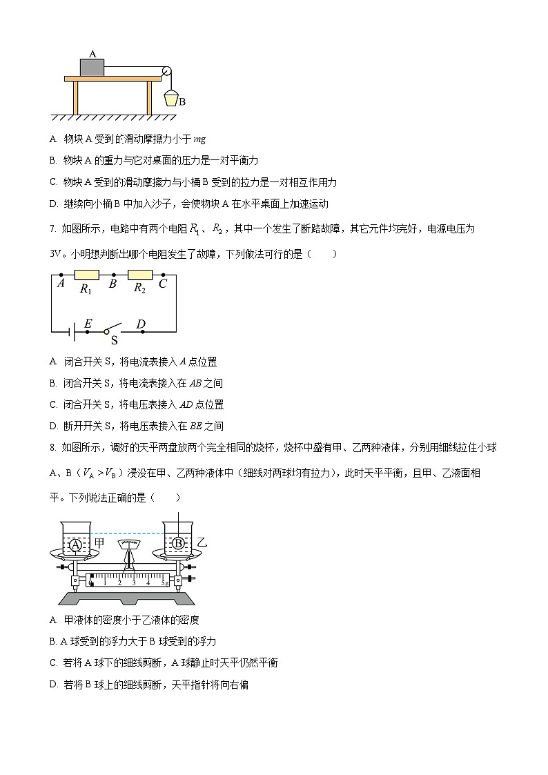 2024年辽宁省鞍山市高新区、大连高新区、名校联盟多校联考中考模拟物理试题（原卷版）第3页