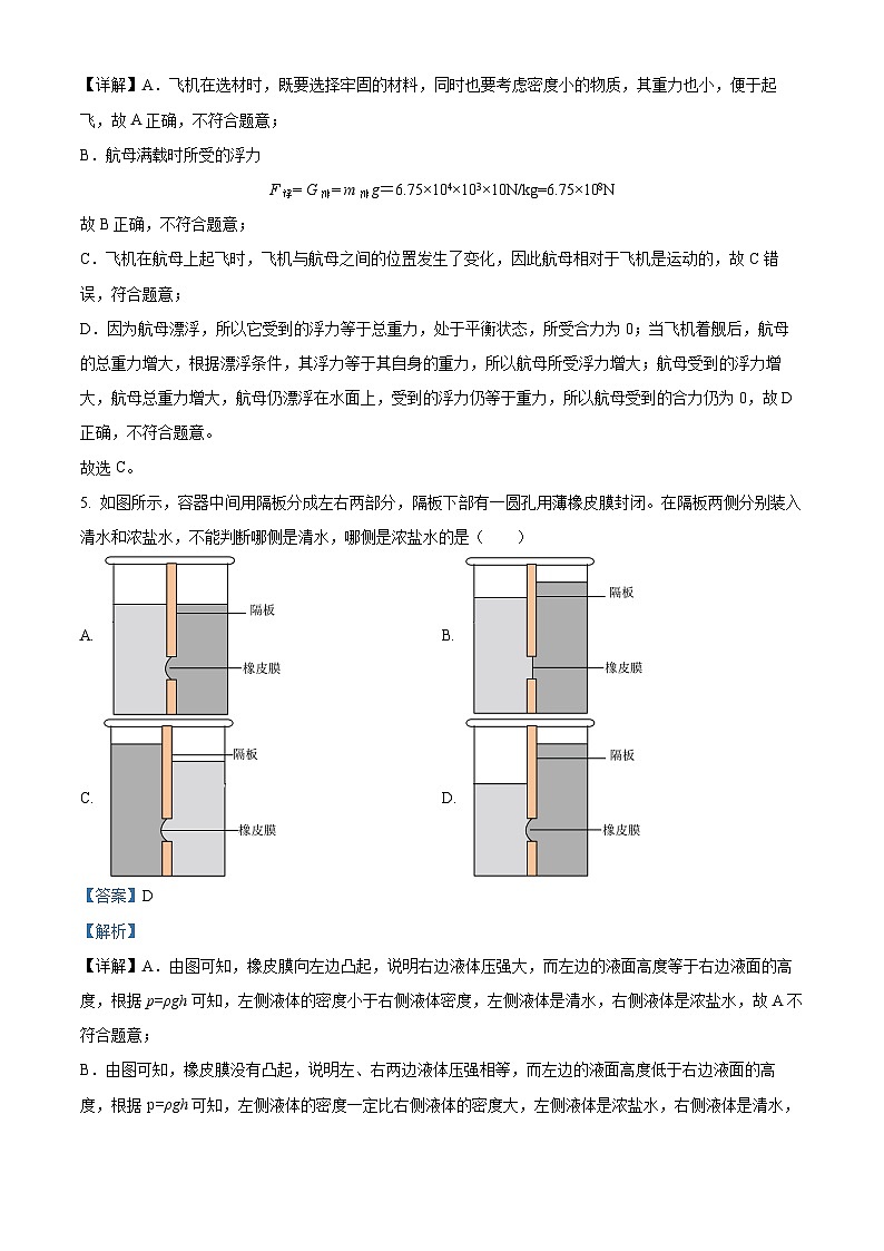 2024年山东省威海市经济技术开发区皇冠中学中考一模物理试题（原卷版+解析版）03